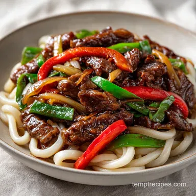 Black Pepper Beef Udon in 20 Minutes