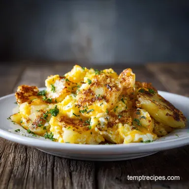 Cheesy Breakfast Potato Scramble for 4 Servings Recipe Card