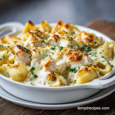 Baked Chicken Alfredo Stuffed Shells for 6 Recipe Card
