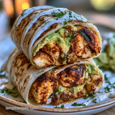 Crispy Chicken Avocado Ranch Burrito Recipe Card