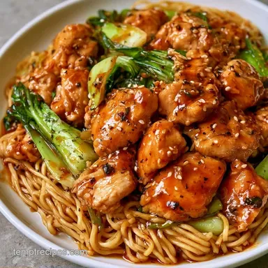 Chicken Bok Choy Noodles for 4 Servings Recipe Card