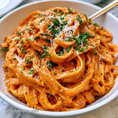 Roasted Bell Pepper Pasta for 4 Servings Recipe Card