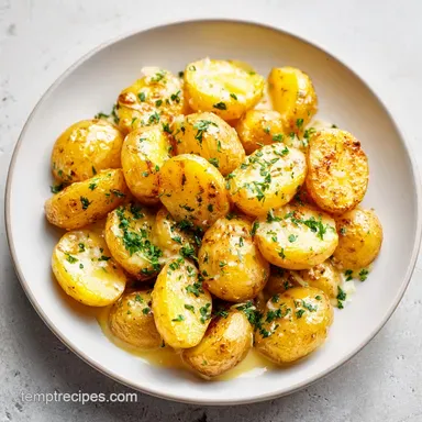 Creamy Garlic Baby Potatoes for 6 Servings: Golden and Crispy Recipe Card