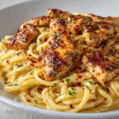 Creamy Garlic Chicken Pasta in 30 Mins Recipe Card