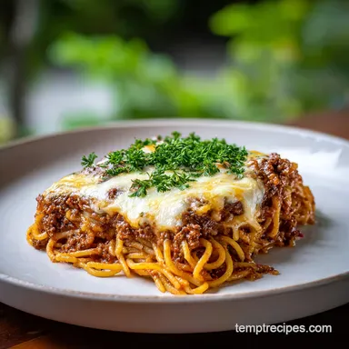 Creamy Southern Spaghetti Bake for 9 Servings