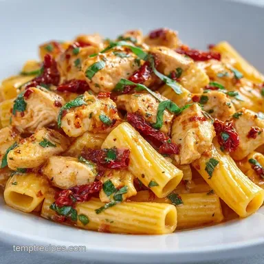 Sun Dried Tomato Pasta with Chicken Recipe Card