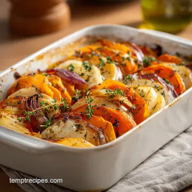 Rich Creamy Winter Vegetable Bake with Garlic and Thyme (6 Servings)