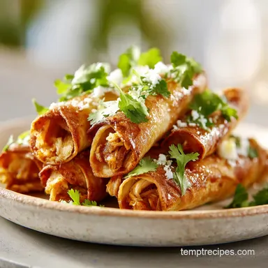 Crispy Chicken Taquitos: 30 Minute Appetizer Recipe Card