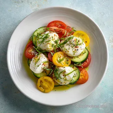 Cucumber Caprese Salad Recipe for 4 Servings Recipe Card