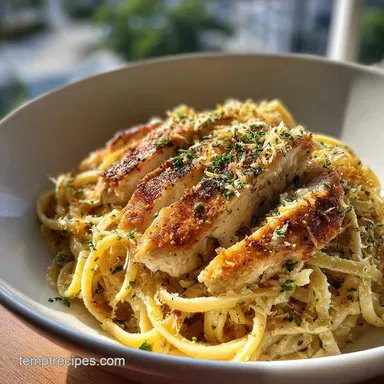 Creamy Garlic Parmesan Chicken Pasta for 4 Servings Recipe Card
