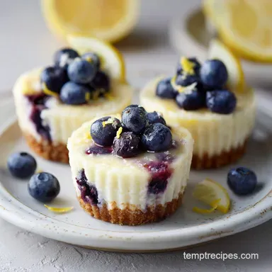 Mini Lemon Blueberry Cheesecakes with Blueberries