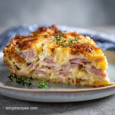 Monte Cristo Breakfast Casserole with Ham and Swiss for 8 Servings