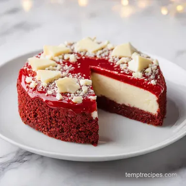 Red Velvet Cheesecake with White Chocolate Topping Recipe Card