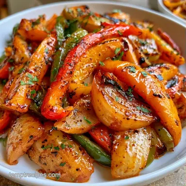 Roasted Peppers and Onions Recipe for 6 Recipe Card
