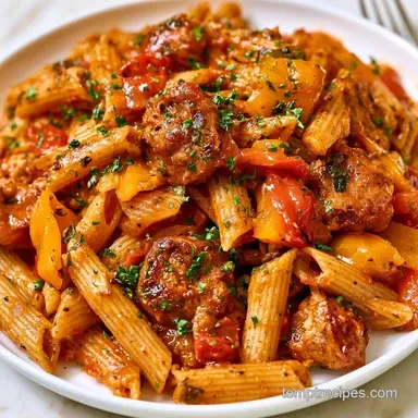 Sausage and Bell Pepper Pasta for 6