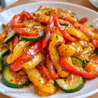 Sauteed Bell Peppers and Zucchini for 4 Recipe Card