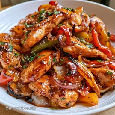 Chicken and Peppers for 4 Servings Recipe Card