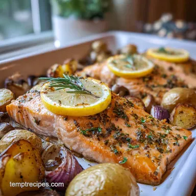 Sheet Pan Lemon Garlic Salmon for 4 Servings