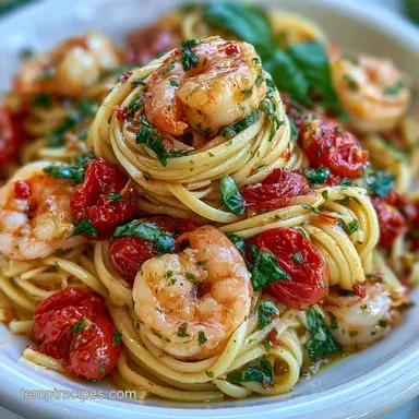 Shrimp Tomato Basil Pasta in 35 Minutes Recipe Card