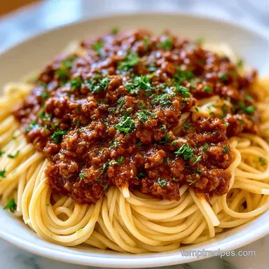 Spaghetti Meat Sauce with Ground Beef Recipe Card