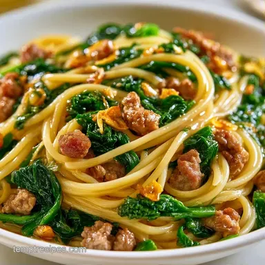 Spicy Broccoli Rabe Pasta with Sausage Recipe Card