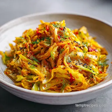 Spicy Indian Cabbage Recipe with Curry Leaves Recipe Card