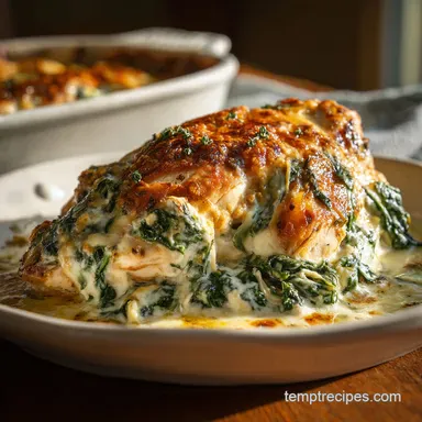 High-Protein Spinach Artichoke Chicken Casserole Recipe Recipe Card
