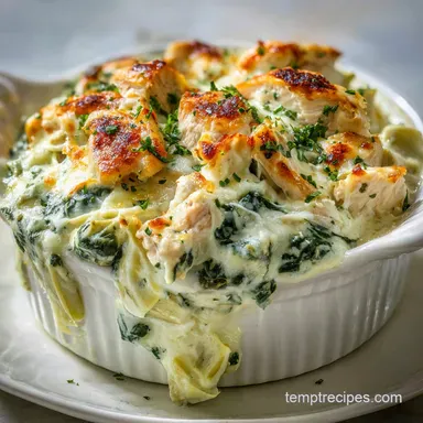High-Protein Spinach Artichoke Chicken Casserole Recipe