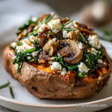 Spinach Feta Stuffed Sweet Potato for 4 Servings