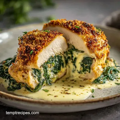 Spinach Stuffed Chicken Breast for 4 Servings Recipe Card