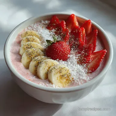 Healthy Strawberry Banana Smoothie Bowl in 5 Min Recipe Card