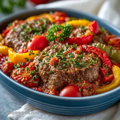 Stuffed Bell Pepper Casserole Meal Prep Recipe Card