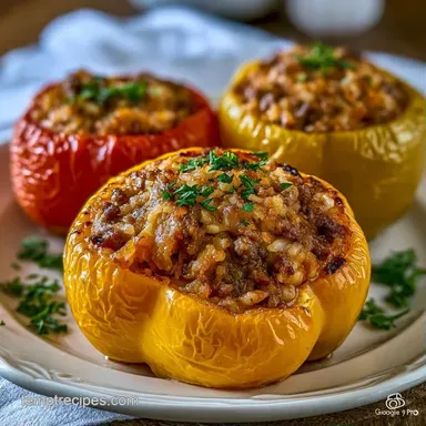 Stuffed Bell Peppers Recipe with Beef Recipe Card