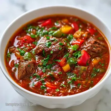 Stuffed Bell Peppers Soup with Sirloin Recipe Card