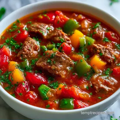 Stuffed Bell Peppers Soup with Sirloin