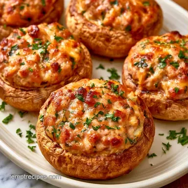 Turkey Sausage Stuffed Mushrooms Recipe Recipe Card