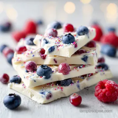 Yogurt Unicorn Bark with Mixed Berries: Frozen Creamy Snack Recipe Card