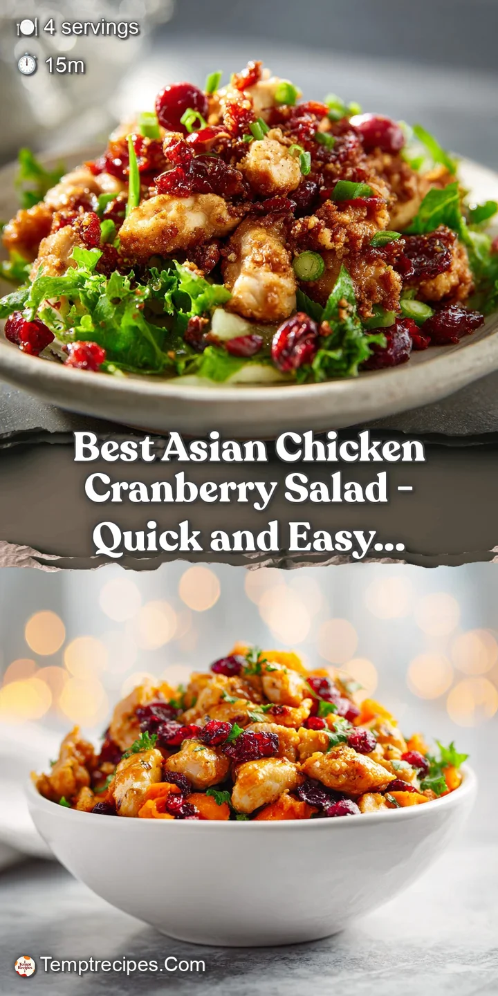 Close-up reveals textures of chicken salad: tender chicken, tart cranberries, crisp greens, creamy dressing; a fresh, appe...