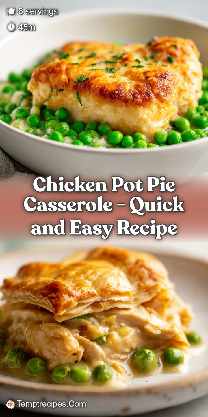 Close-up of a creamy chicken and vegetable filling bubbling under a crisp, toasted pastry crust with steam rising