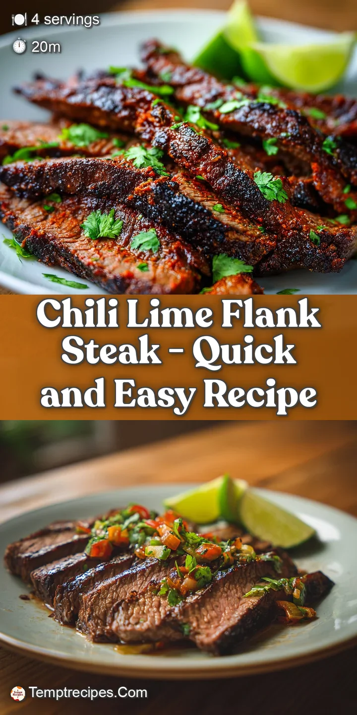 Close-up shot of chili-lime flank steak, showing the char, glistening marinade, and flecks of herbs & spices.