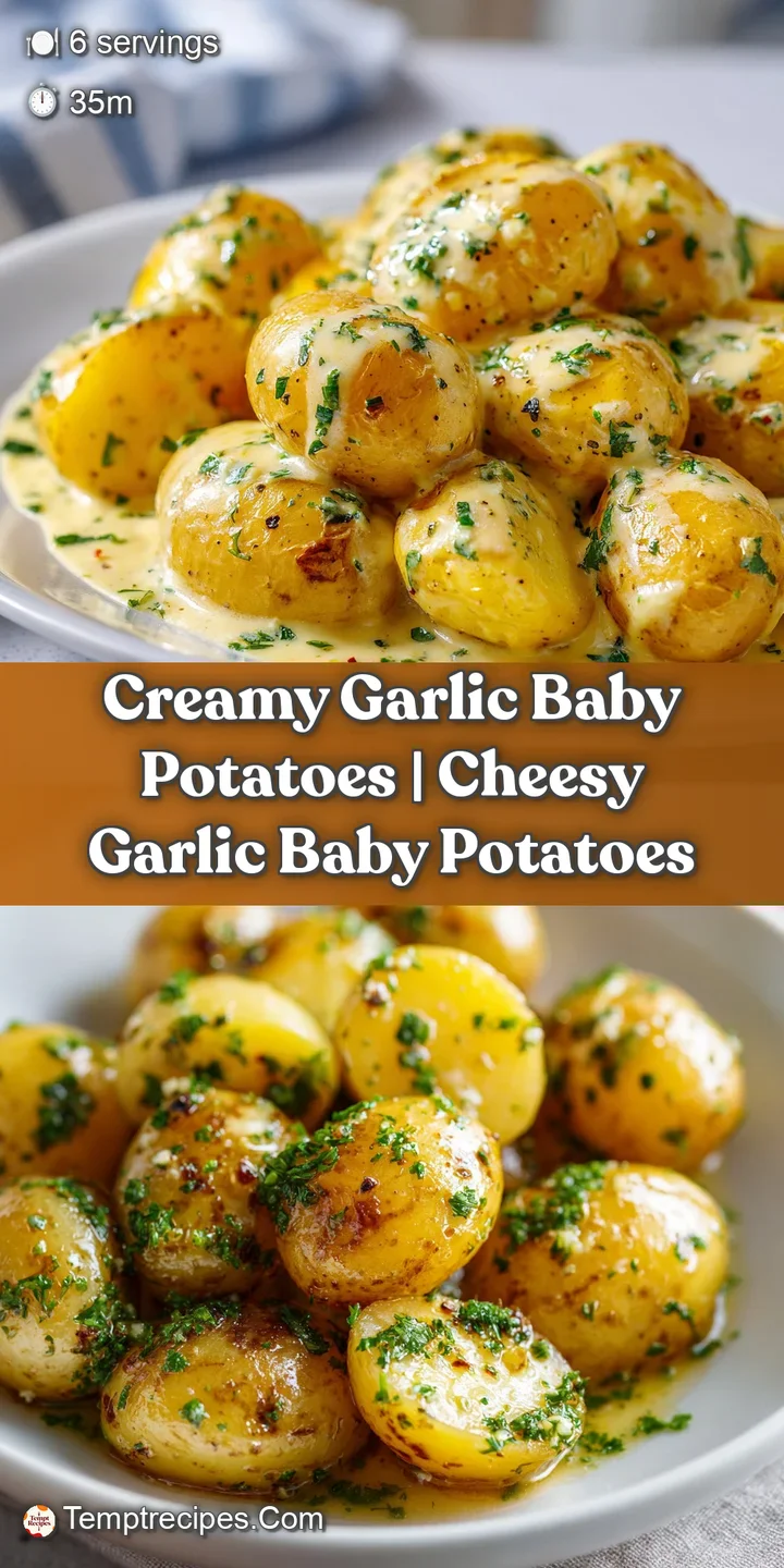 Extreme close-up of a glistening, golden potato skin smothered in a velvety garlic cream sauce and minced herbs.