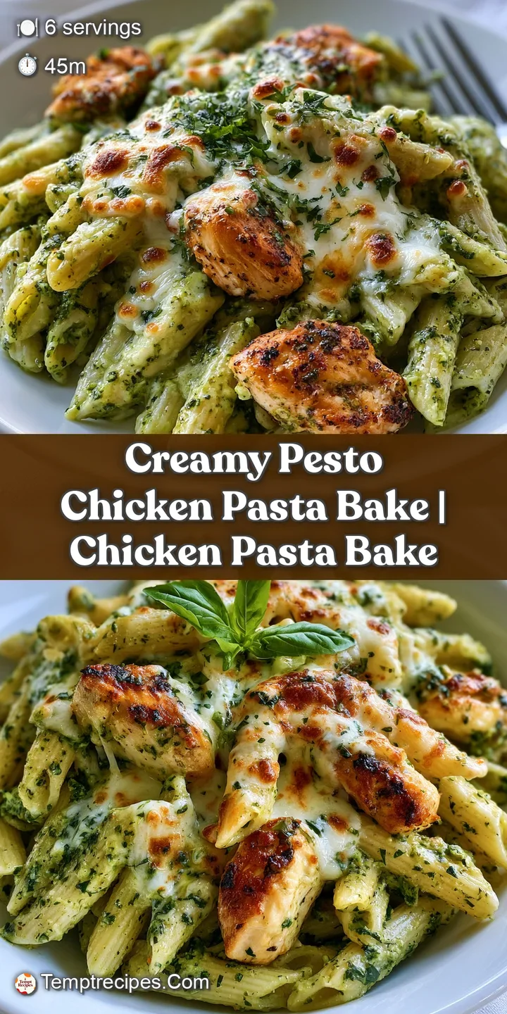 Close-up of gooey melted cheese stretching over vibrant green pesto sauce and tender chunks of roasted chicken.