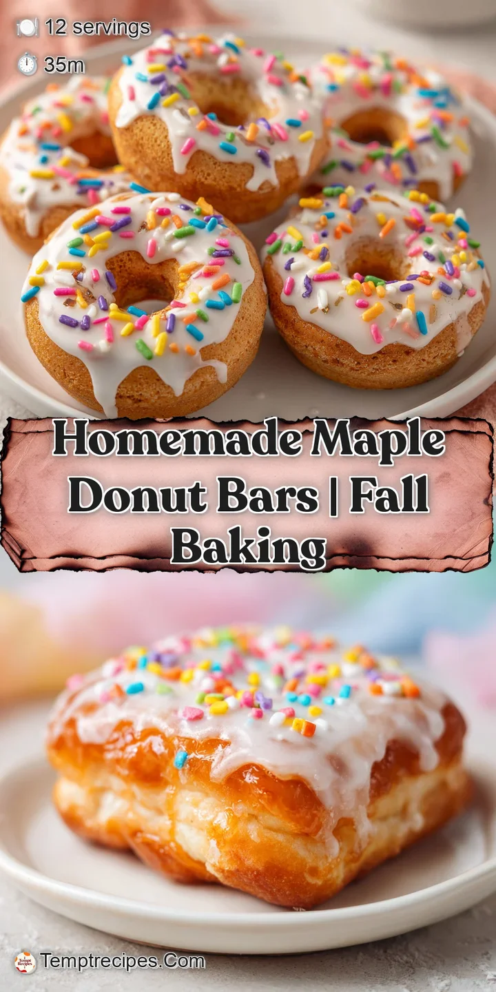 Close-up of a maple donut bar revealing its soft, fluffy texture. Drizzled glaze shines, tempting with its sweet maple fla...