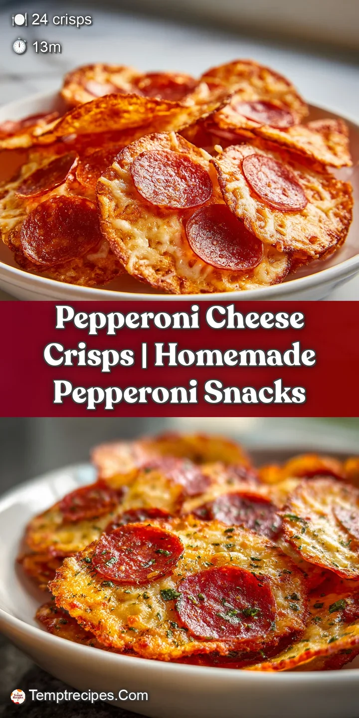 Close-up of a single, crunchy cheese crisp with curled pepperoni edges and melted, slightly browned cheese.