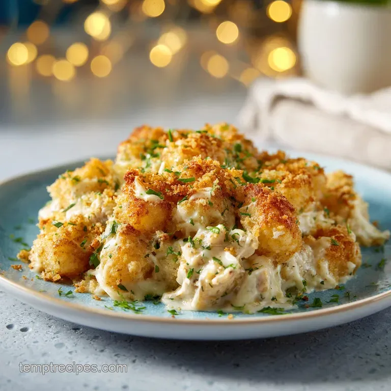 Chicken Alfredo Tater Tot Casserole