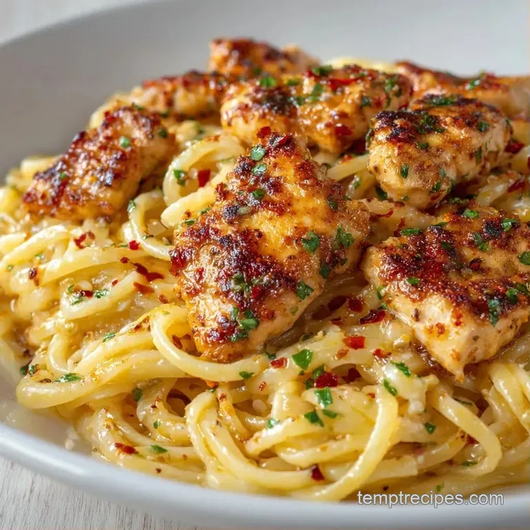 An elegant shallow bowl of pasta in a rich white sauce, topped with cracked black pepper and fresh green herbs.