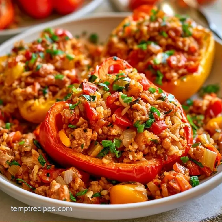 A white porcelain plate featuring saut&eacute;ed ground meat and colorful peppers, garnished with fresh chopped parsley.
