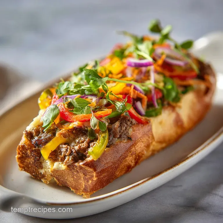 Slice of juicy meatloaf dripping with melted cheese, resting on a plate with vibrant green parsley sprigs as garnish.