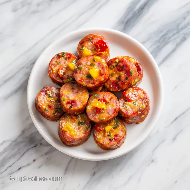 Three plump sausage balls nestled on a crisp lettuce leaf, garnished with a sprig of parsley and a creamy dip.