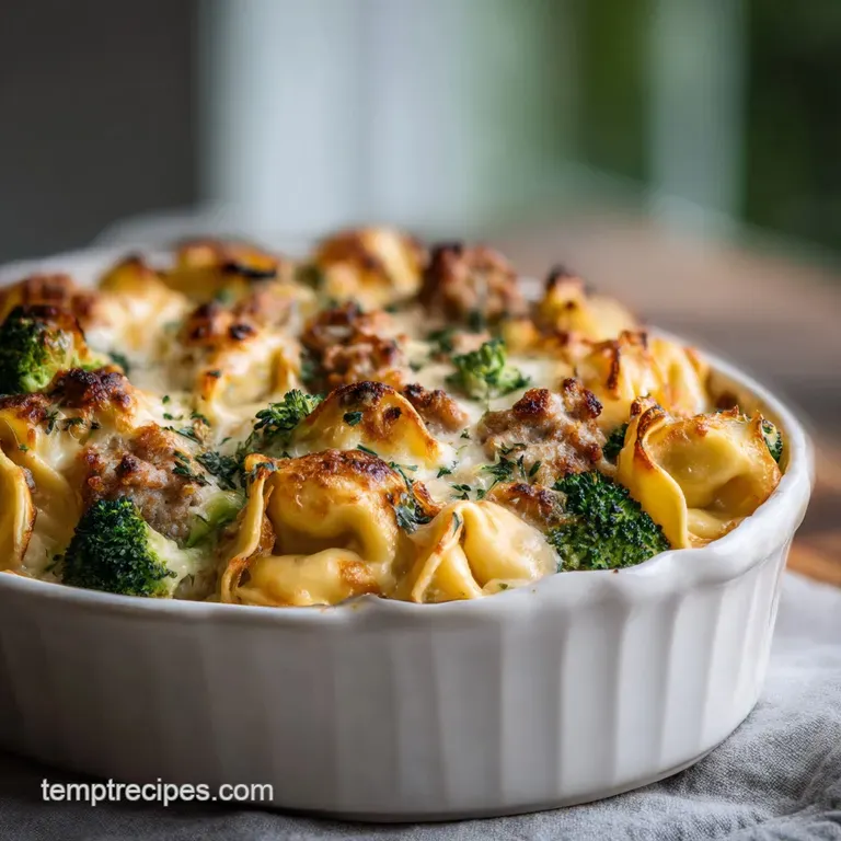 Sheet Pan Broccoli Tortellini Bake with Sausage